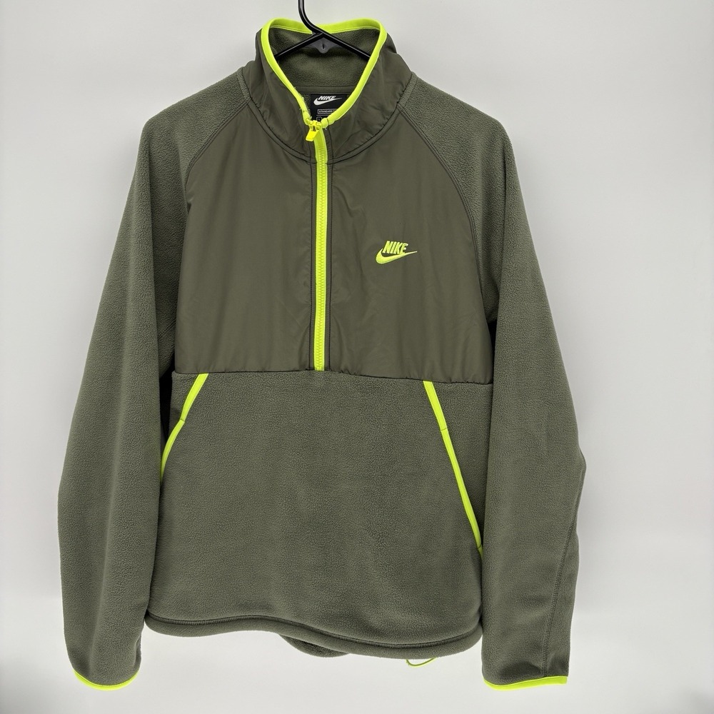 Nike Sportswear Winterized 1/2-Zip Fleece Pullover Green Sweater Black Tag Men L